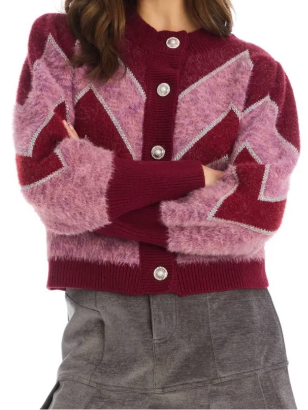 Allison Fuzzy Chevron Cardigan